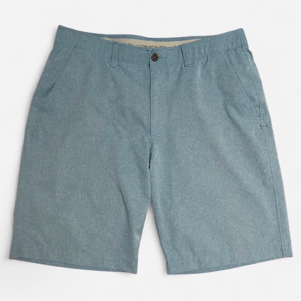 Under Armour Men's Slate Blue Flat Front Loose Fit Heatgear Golf Shorts